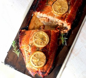 barbecued cedar plank salmon